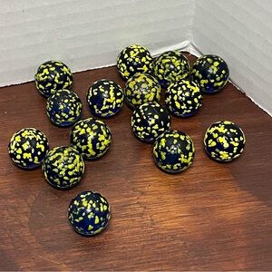 Vintage Glass Blue Confetti Speckled Marbles – Lot of 15 (22mm)